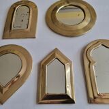 Set of 5 Moroccan mirrors in vintage brass 12 cm
