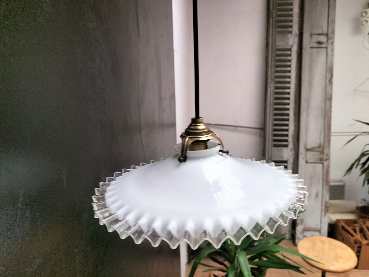 Opaline glass pendant light