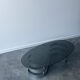 Table basse design en verre fumé et chrome 1970