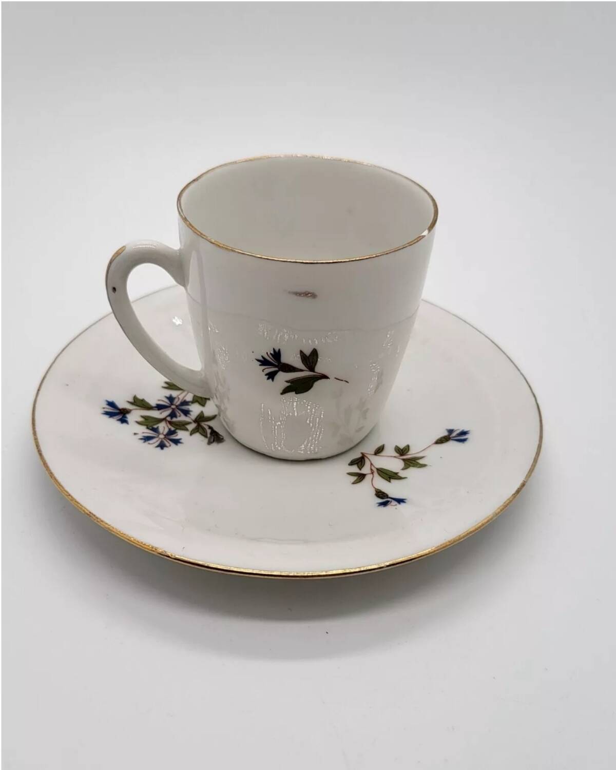 Porcelain Coffee Mug with Cornflower Decor