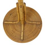 Rare grand porte-manteau sur pied en rotin et laiton style bohème 185 cm