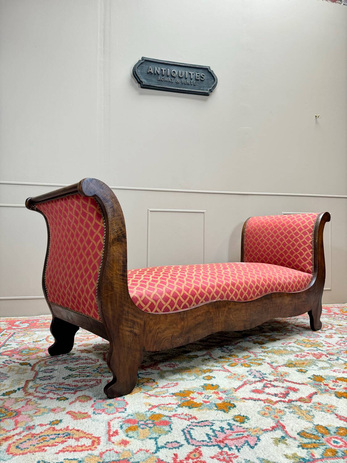 Bench, Mahogany Daybed, Restoration Period, 19th Century