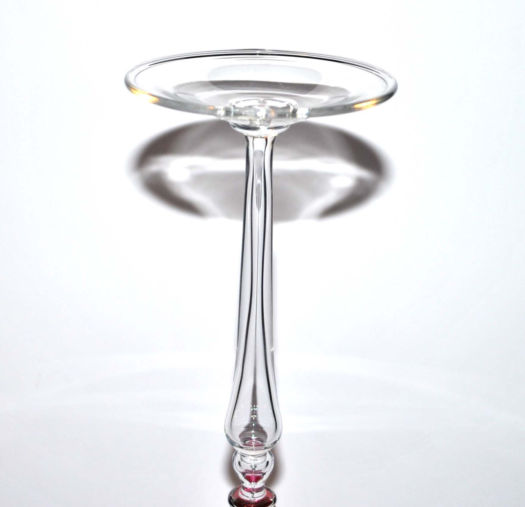 Lined blown crystal stemmed glass