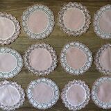 11 dessous de verre en dentelle main  rose