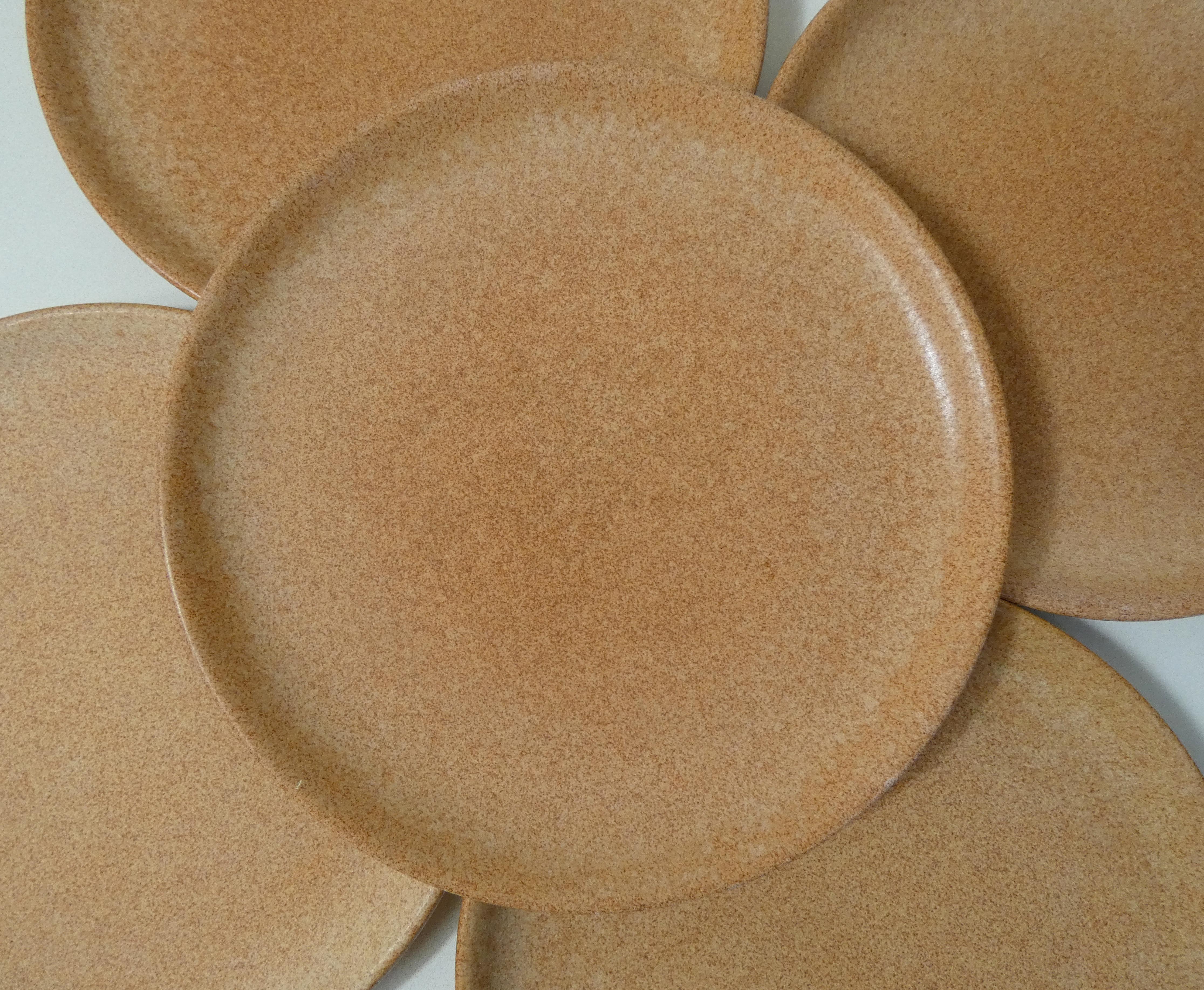 6 flat stoneware plates