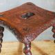 Antique stool in turned and carved solid wood