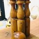 Lot 4 old wooden bowling and their ball
