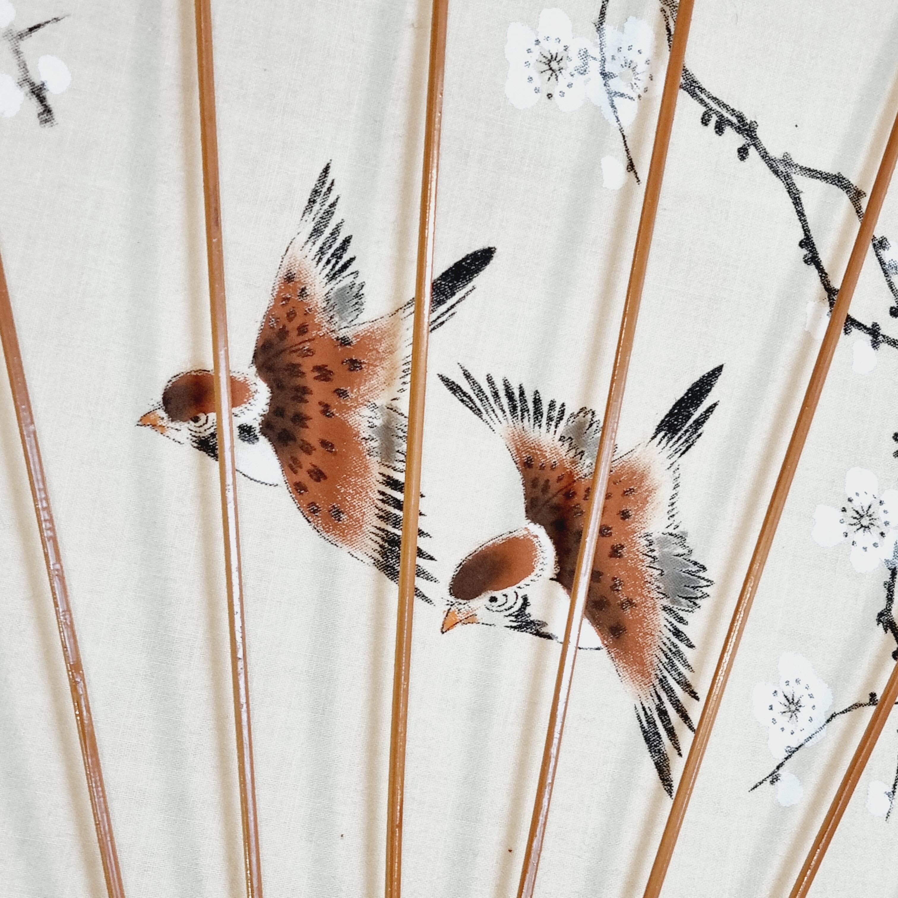 Fan hand painted fabric and bamboo