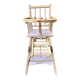 Vintage high chair for children, wood and mauve