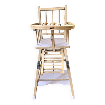 Chaise haute vintage pour enfant bois et mauve