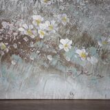 Painting on canvas flowers in meadow