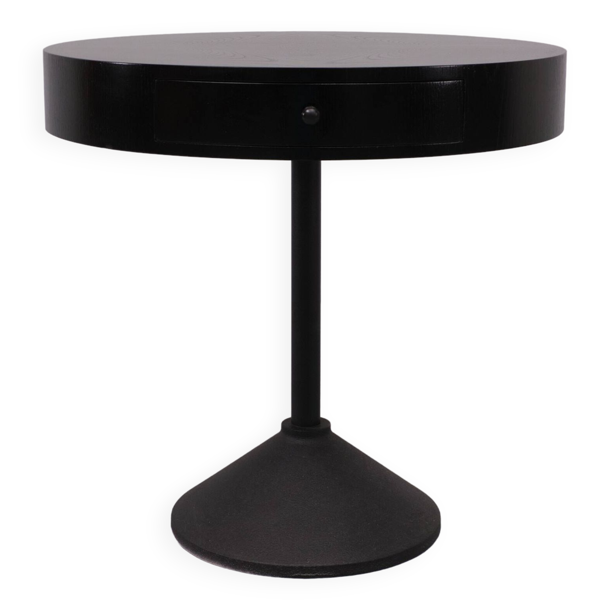Porada Arredi Black Round side Table 1980s Italy