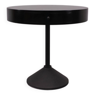 Table d'appoint ronde noire Porada Arredi 1980 Italie