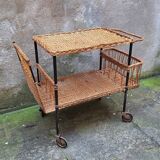 Metal and wicker serving trolley