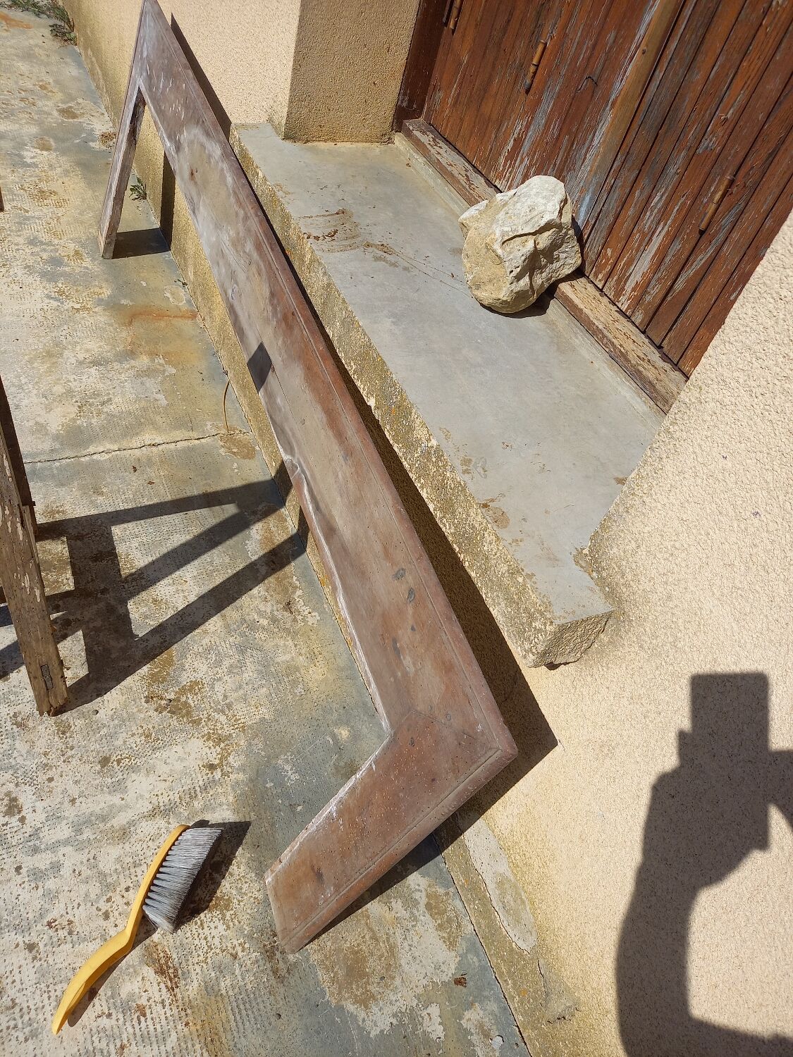 Old wooden fireplace facade