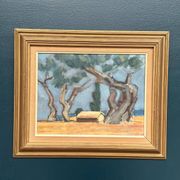 Original Swedish Oil On Panel – “Hut Between Trees” By Martin Larsson – Vintage & Framed – 48 × 40 Cm (18.9" × 15.7")