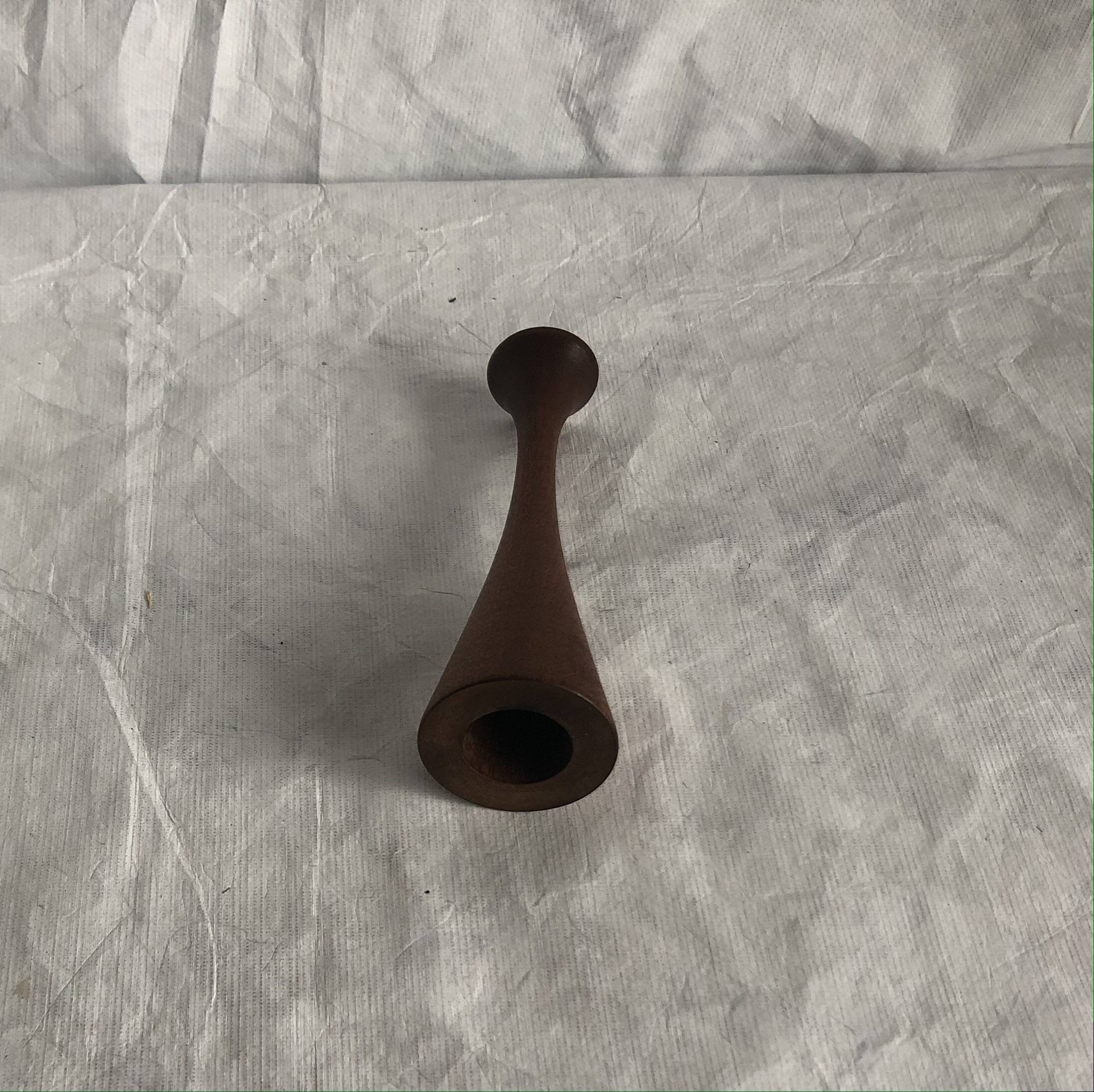 Vintage stained birch wood candle holder, Scandinavian design