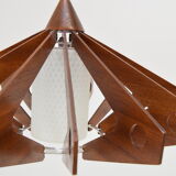 Mid-century wood pendant/drevo humpolec,czechoslovakia,1970's