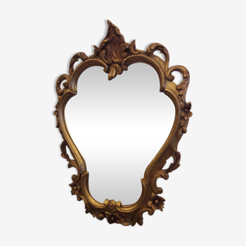 Miroir 47cm x 33cm style baroque forme ovale au cadre résine doré motif floral végétal