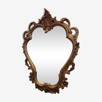 Mirror 47cm x 33cm baroque style oval shape with golden resin frame floral pattern vegetable