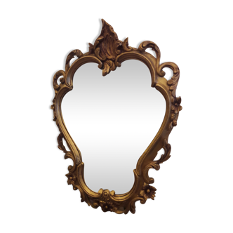 Mirror 47cm x 33cm baroque style oval shape with golden resin frame floral pattern vegetable