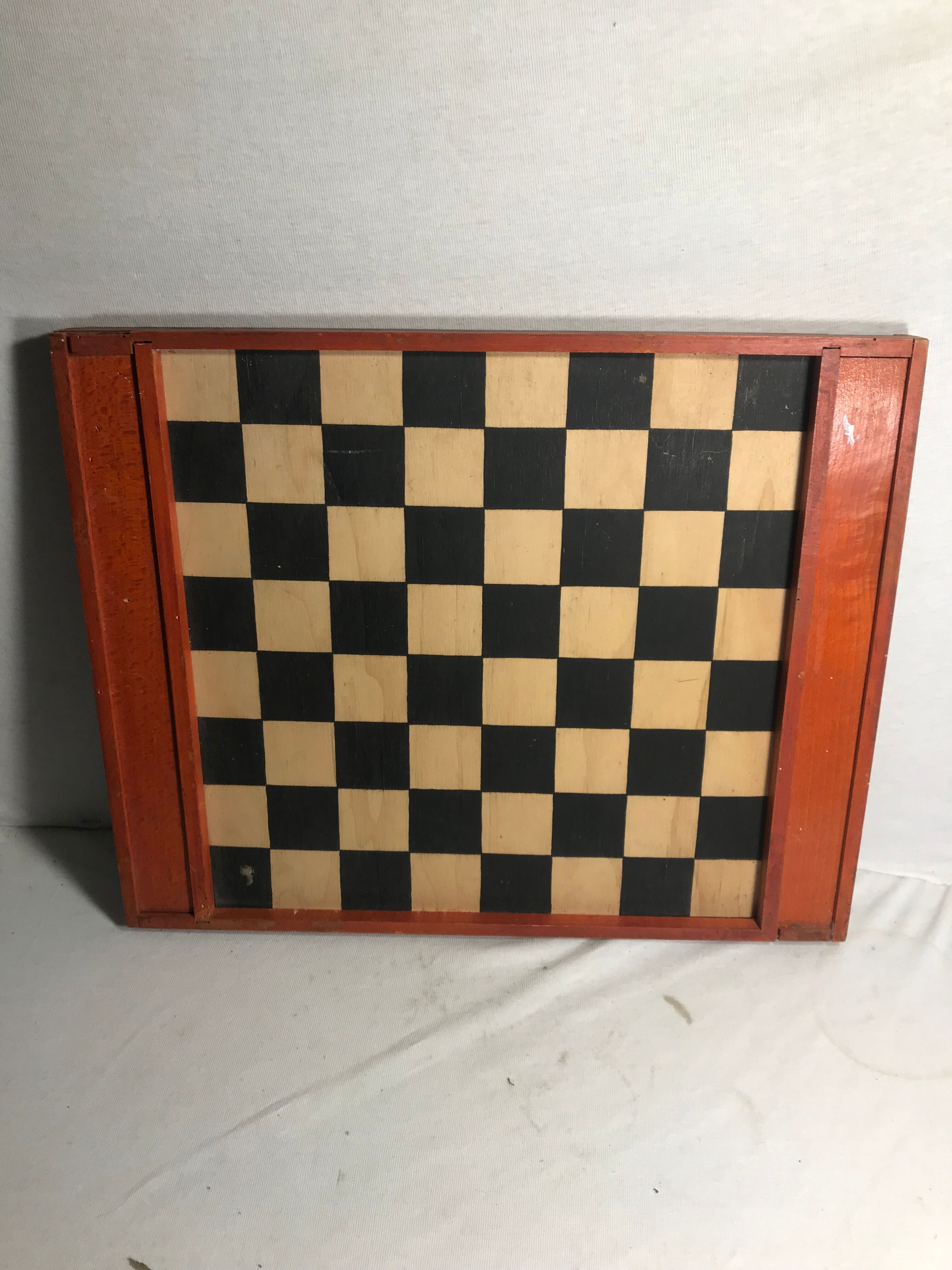 Old board game of checkers + wood + drawers + Vintage-pawns chess game
