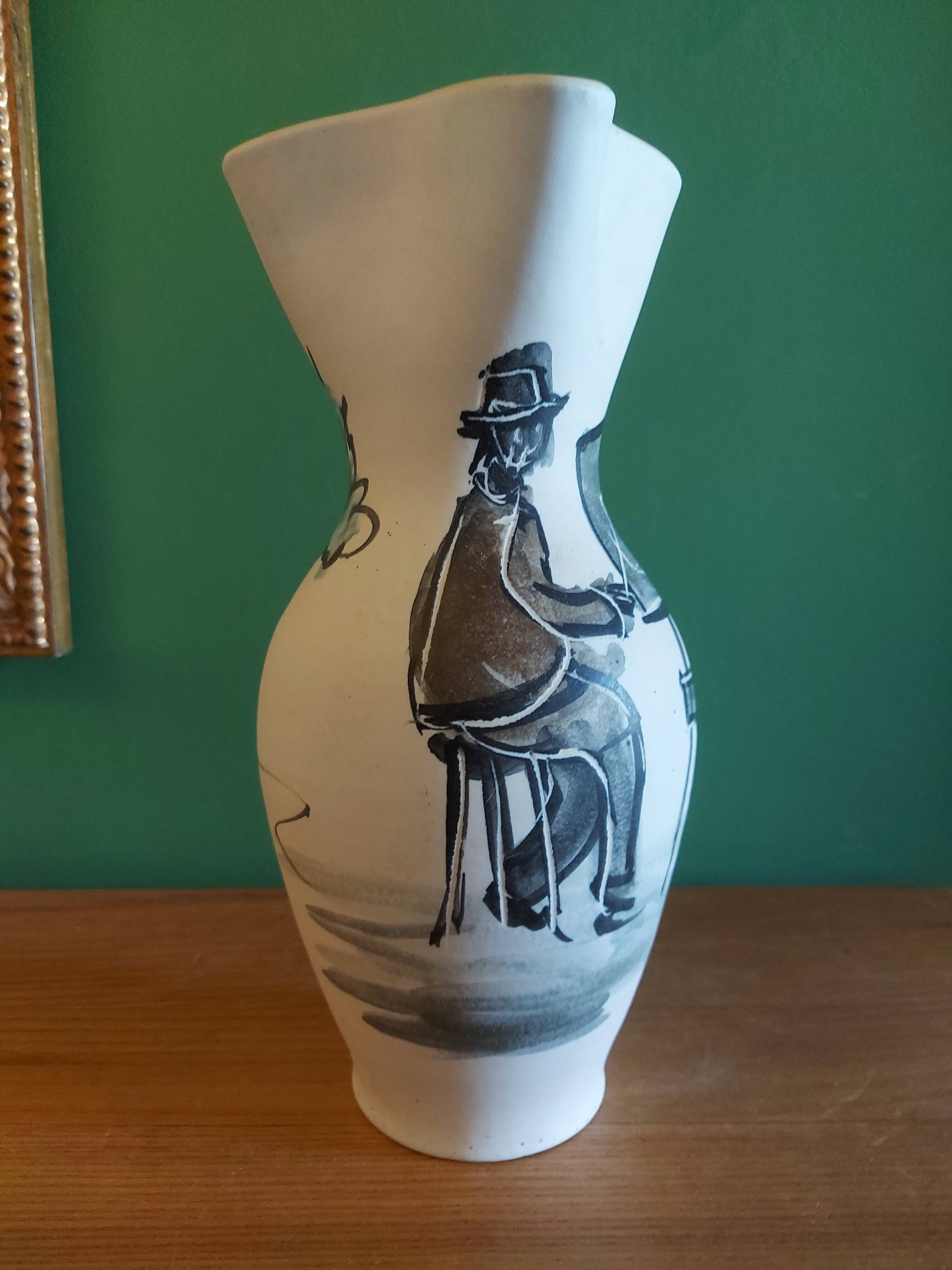 Vintage ceramic vase art Provencal , Lavandou