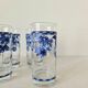 Set of 5 vintage glasses "Blue Fruit Pattern" 1970s - by Cervé Italy