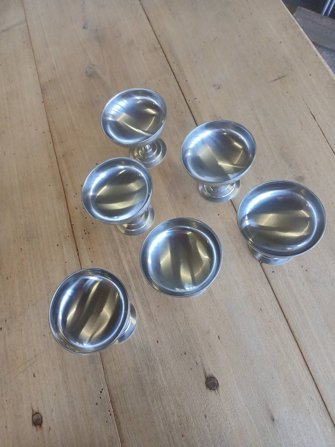 6 antique stainless steel ice cream cups Remy Letang