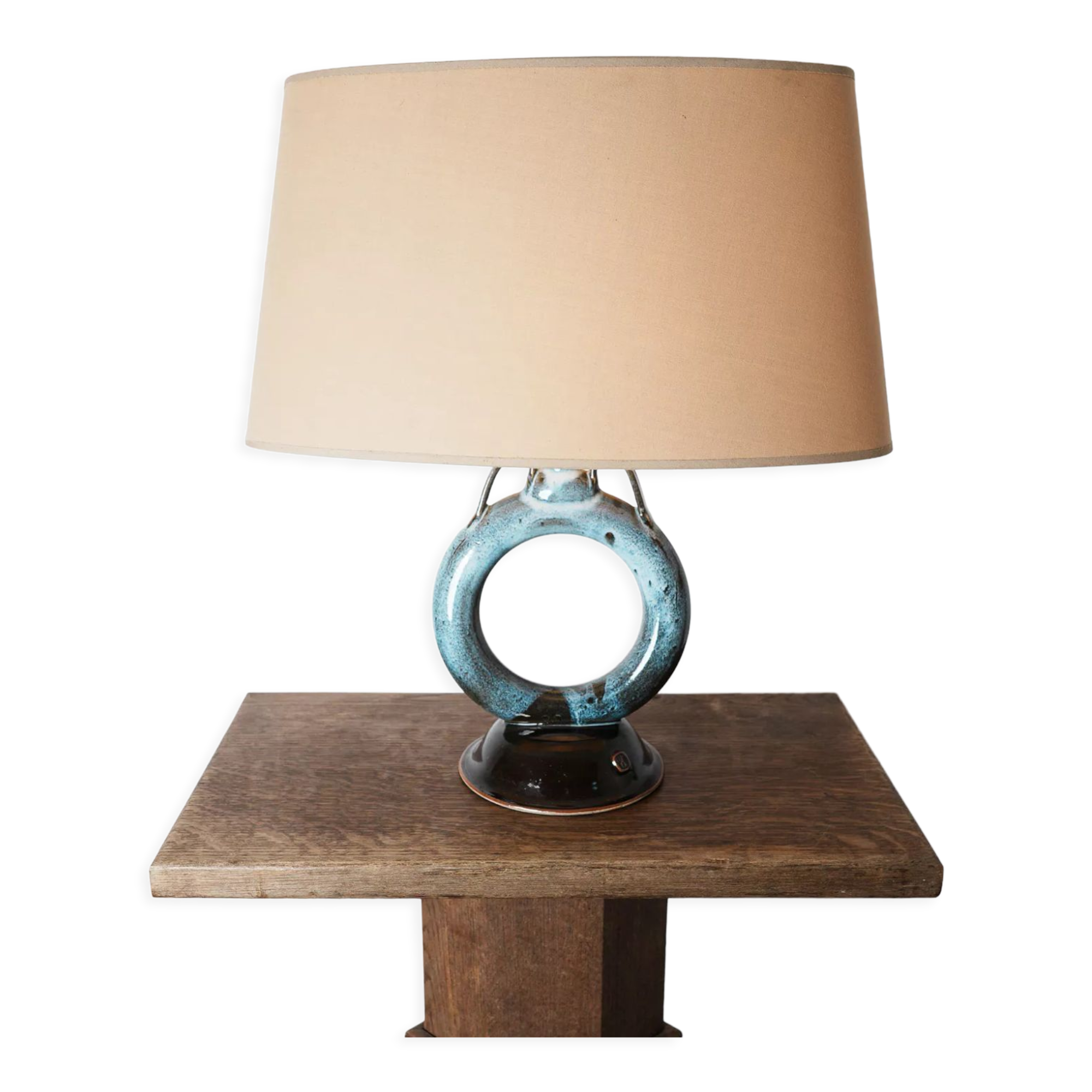 Porcelain lamp with its appearance in the shape of a round