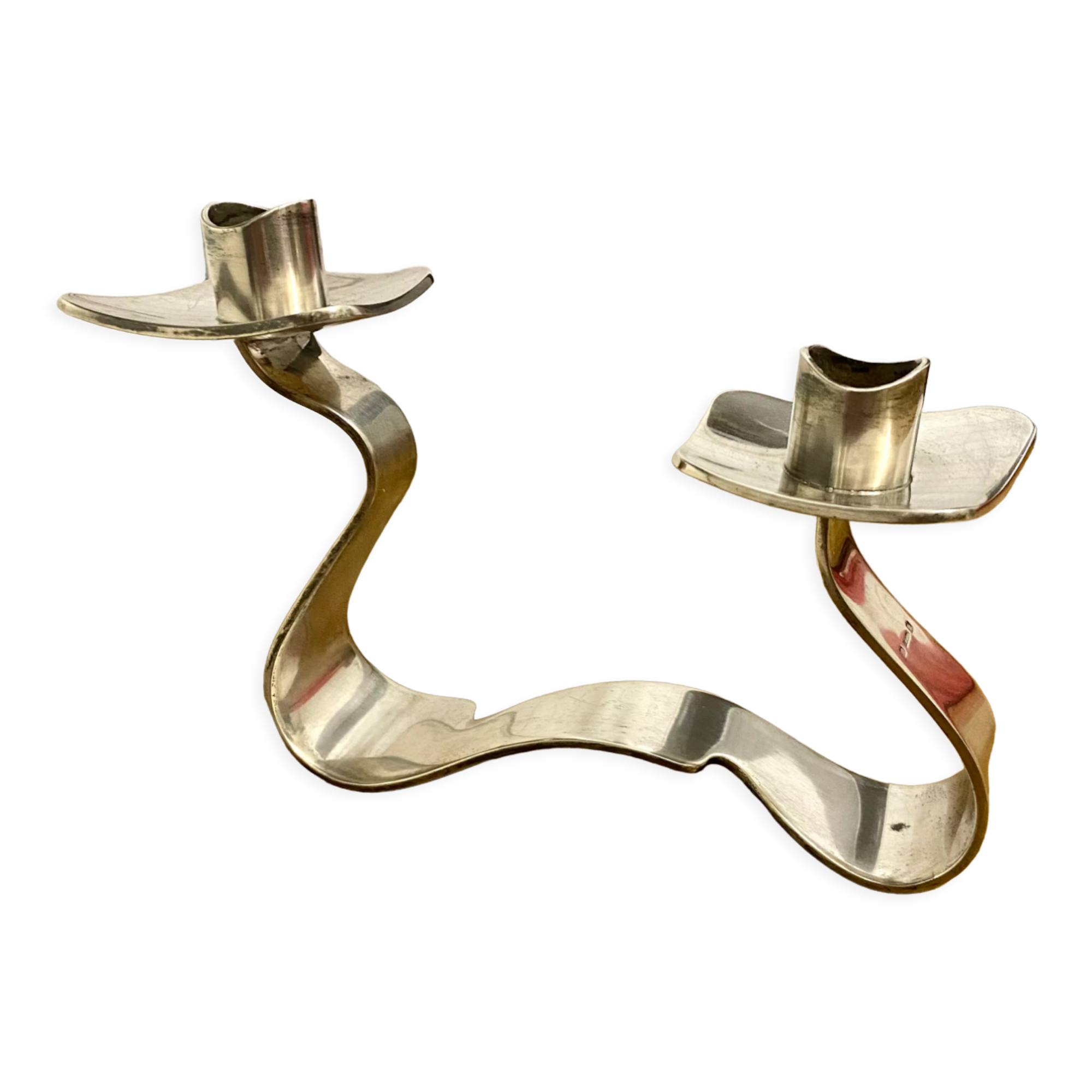 Candlestick candlestick design 1970 metal silver Saint Médard