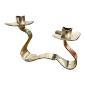 Chandelier bougeoir design 1970 métal argent Saint Médard