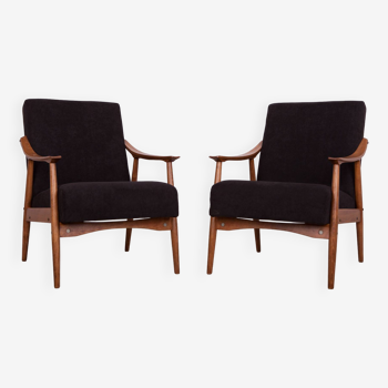 Czech Black Armchairs, 1960s, Set of 2