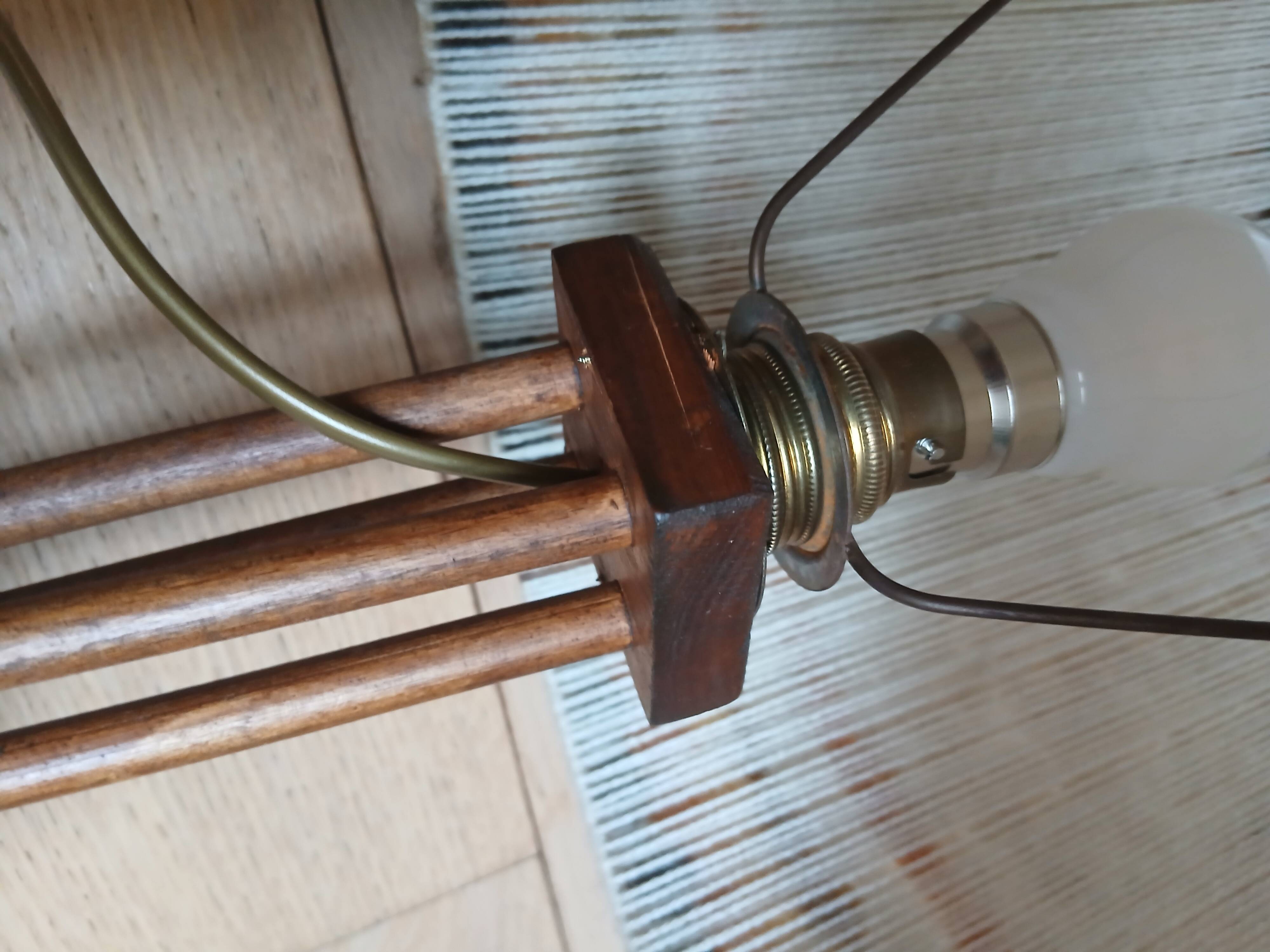 Wooden table lamp with wool lampshade