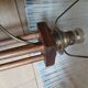 Wooden table lamp with wool lampshade