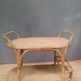 'Vallauris' rolling table in bamboo and wicker
