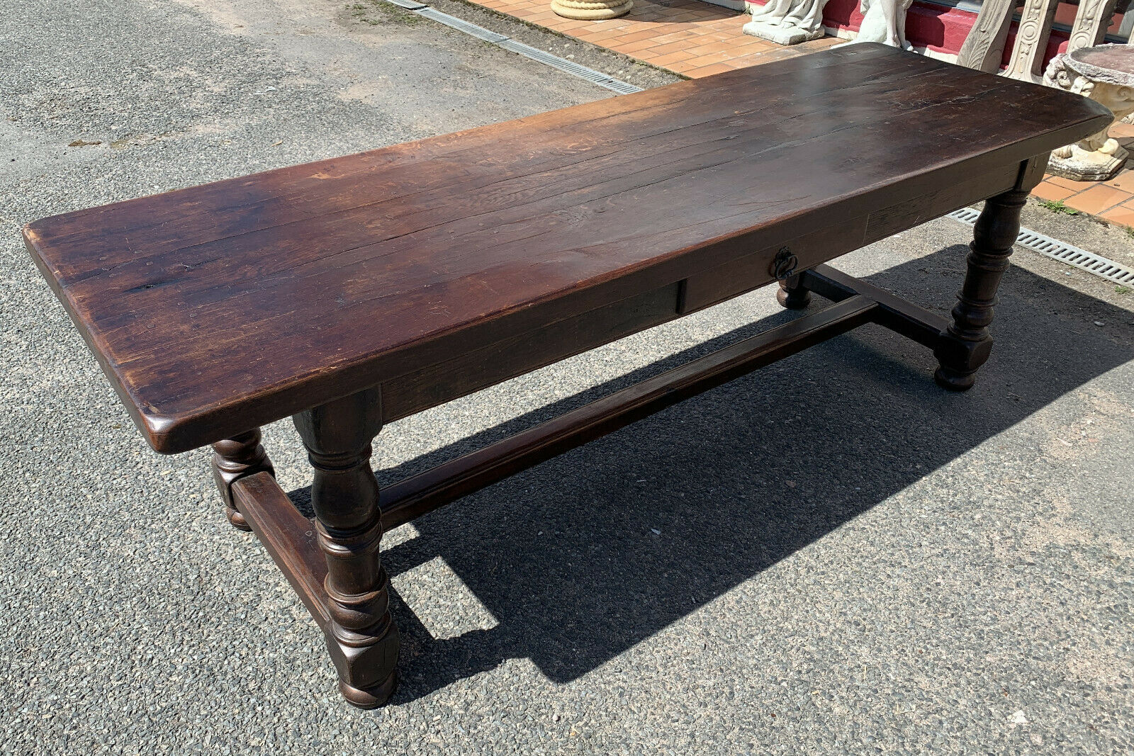 Table de ferme louis xiii en chêne massif vers 1900