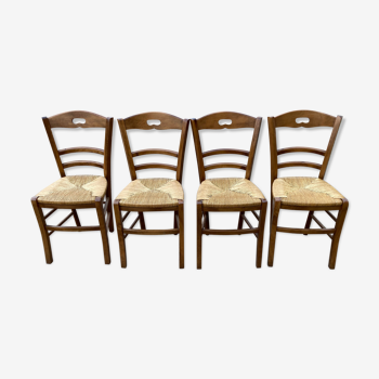 4 chaises paillées en frêne