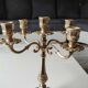 Pair of vintage candlesticks/candelabras. In golden patinated brass. 60s/70s. Art Nouveau style. Chiseled Floral/Deciduous patterns