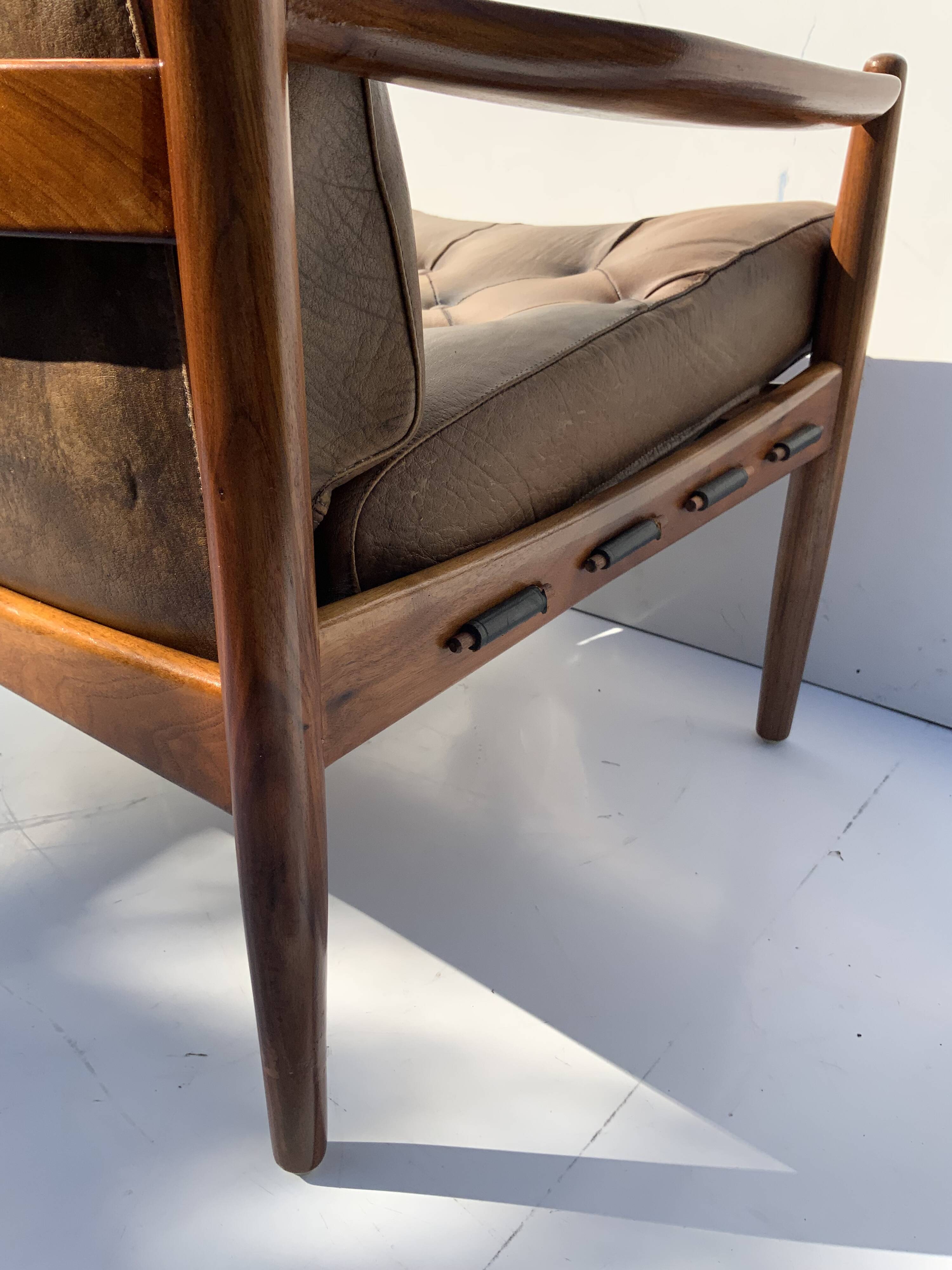 Vintage Leather Armchair “Läckö high” INGEMAR THILLMARK, OPE Möbler, 1965s