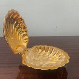 Vintage shell butter dish in gold metal