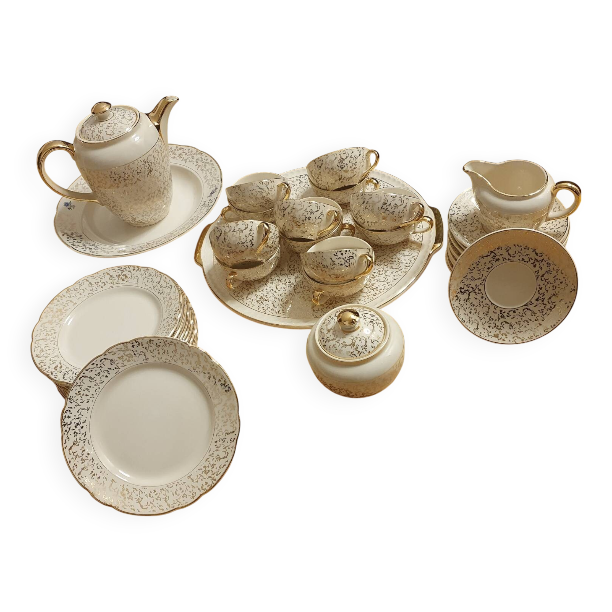 Old Villeroy and Boch gold coffee and dessert service, complete set