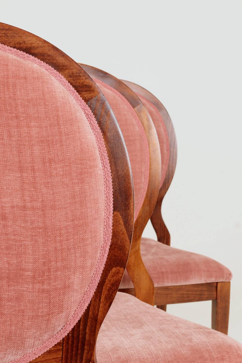 Set of 6 medallion dining chairs, Indian pink