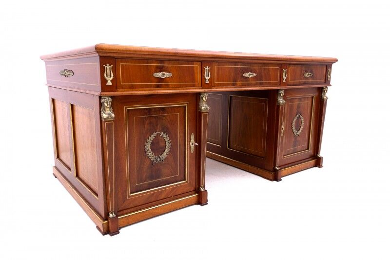 Large double-sided Empire-style desk, France, circa 1870. After renovation.
