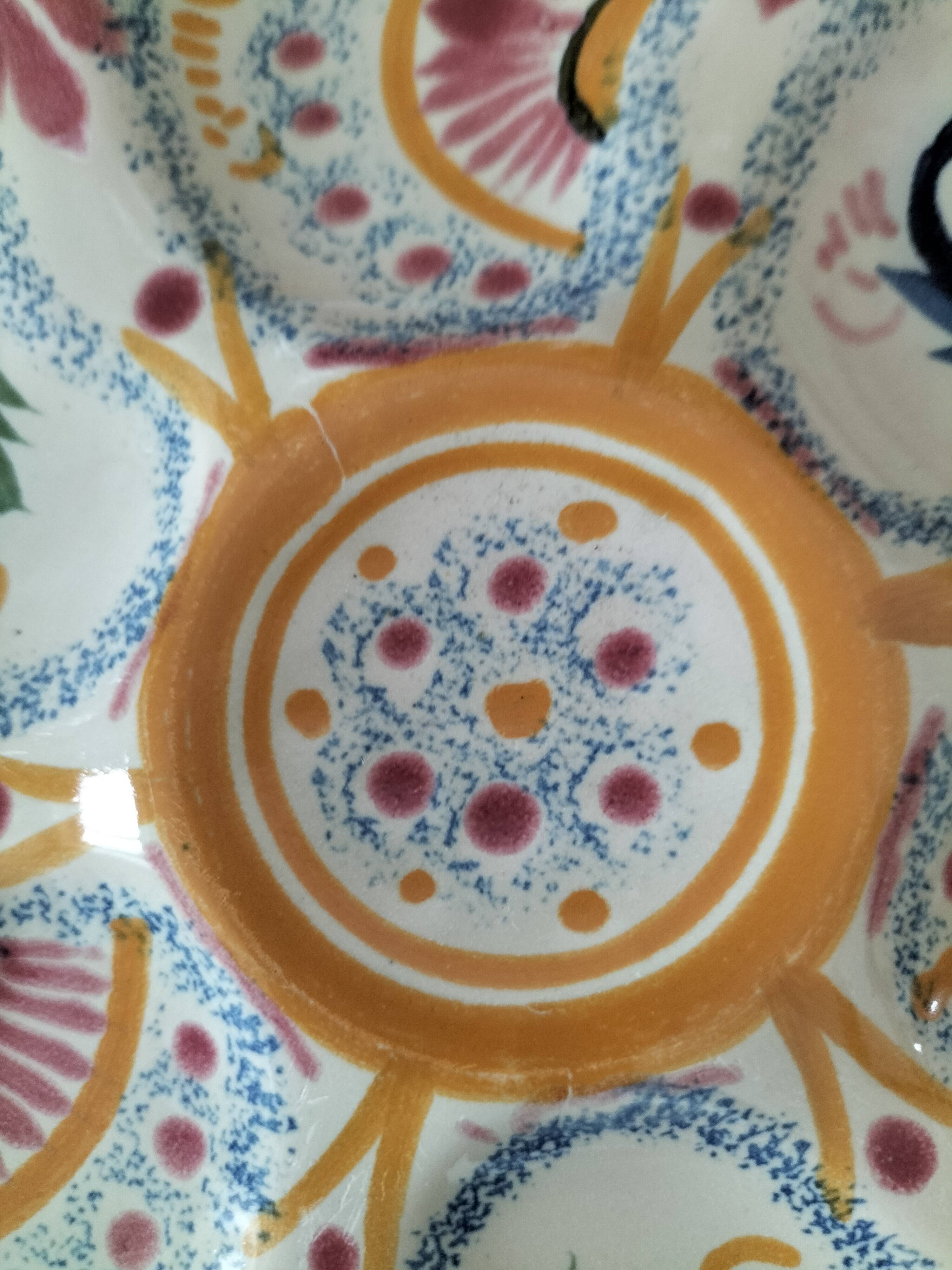 6 oyster plates Henriot Quimper decor 137 hand-painted