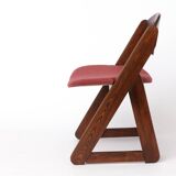 1 of 2 Vintage Italian Chair, 1980s, Dark Beechwood, Burgundy Upholstery