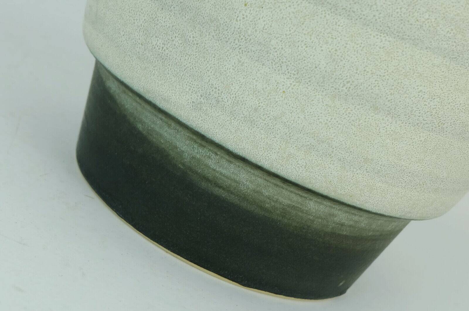 Mid century flowerpot planter u-keramik stripe pattern shades of gray and black 50s 60s