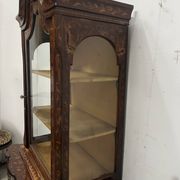 Dutch display cabinet in two parts made of marquetry wood.