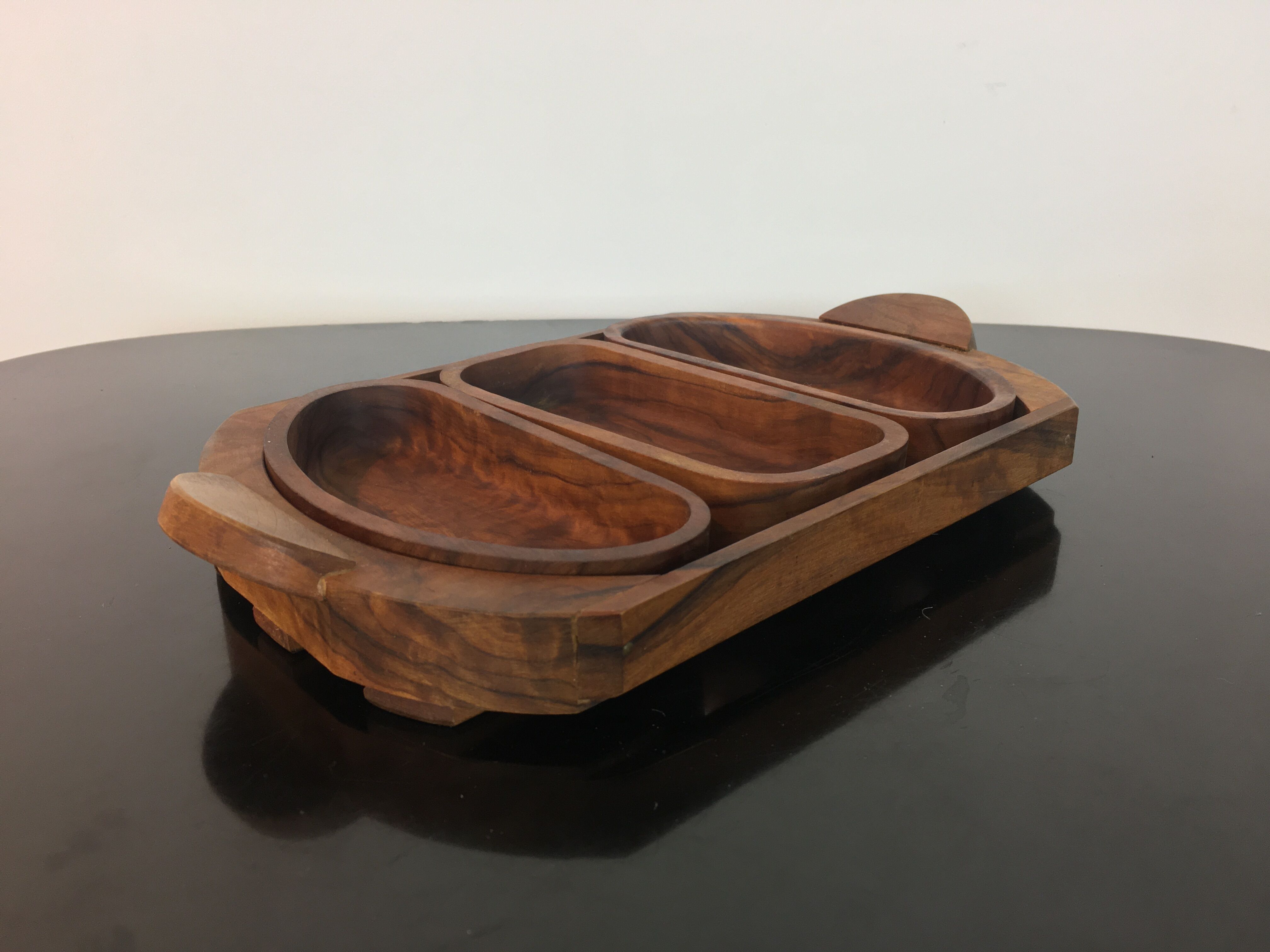 Teak aperitif service, vintage Scandinavian cups