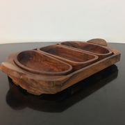 Teak aperitif service, vintage Scandinavian cups